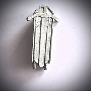 Silver Sled Pin 1997 Barker USA Pewter Brooche